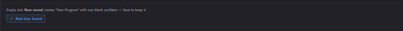 Actual empty sound slot with the New User Sound command